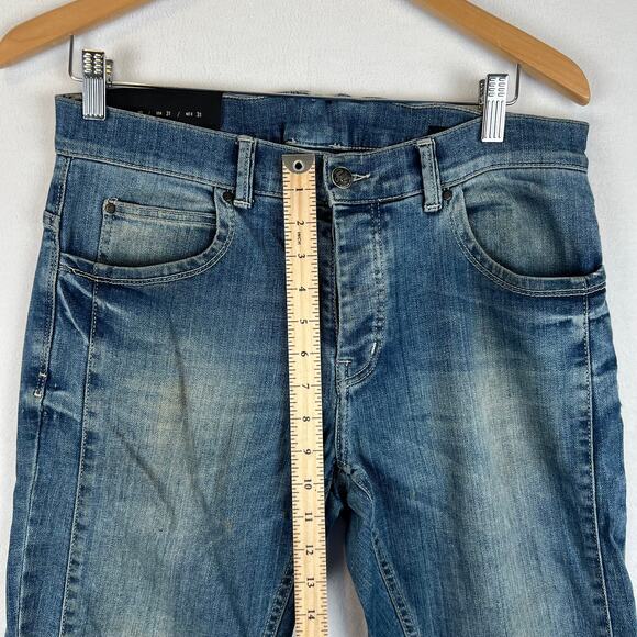 Zara Jeans Denim Collection Mens 31 Blue Biker Moto Slim Jeans‎ Medium Wash - Picture 8 of 11